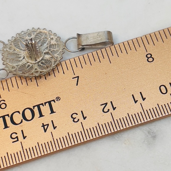 Vintage Mexico .925 Silver Filigree Sombrero Link Bracelet- 7” - Picture 4 of 5